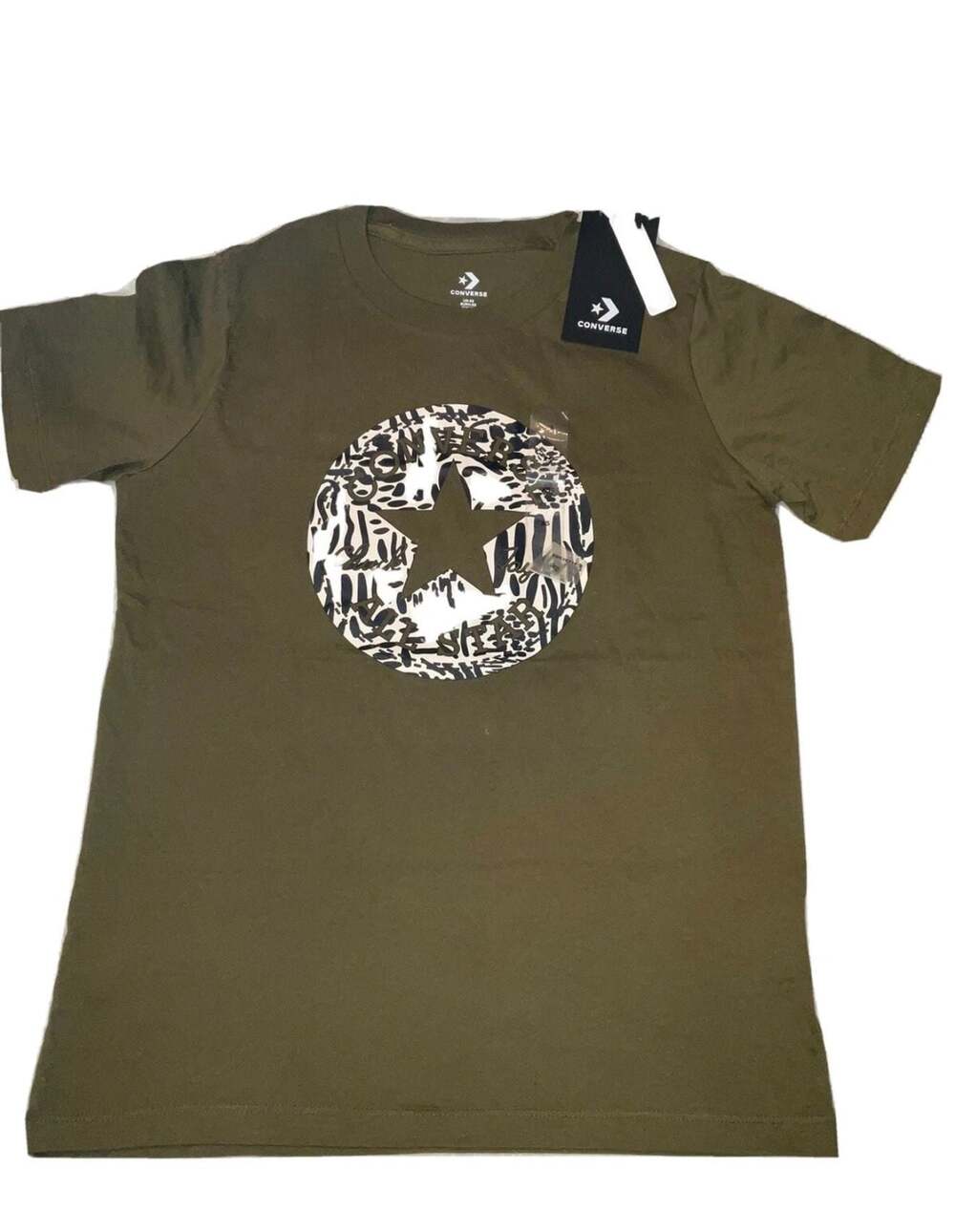 Converse Olive Green Graphic Star Logo Short Sleeve T-Shirt XS